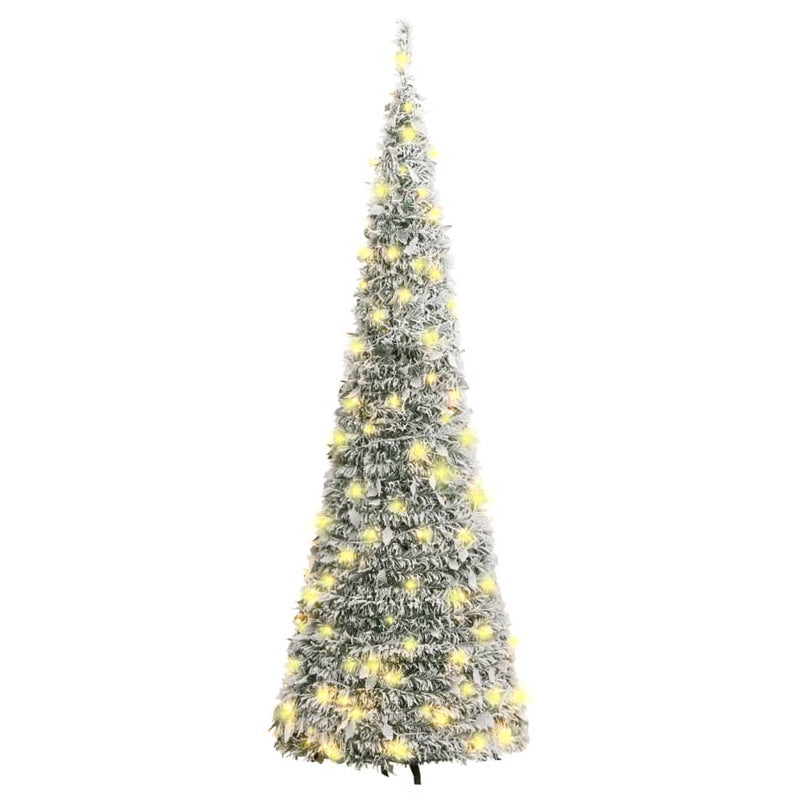 Artificial Christmas Tree Pop-up Flocked Snow 150 LEDs 180 cm