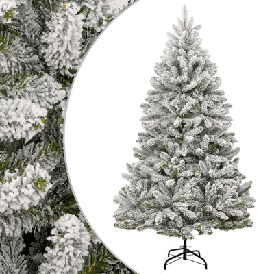 Artificial Hinged Christmas Tree with Flocked Snow 210 cm