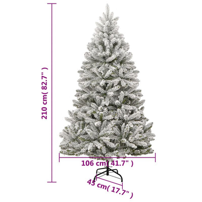 Artificial Hinged Christmas Tree with Flocked Snow 210 cm