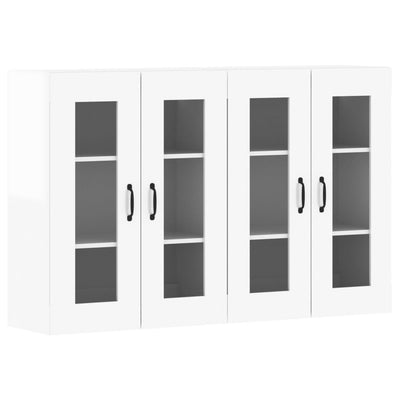 Wall Mounted Cabinets 2 pcs High Gloss White Engineered Wood