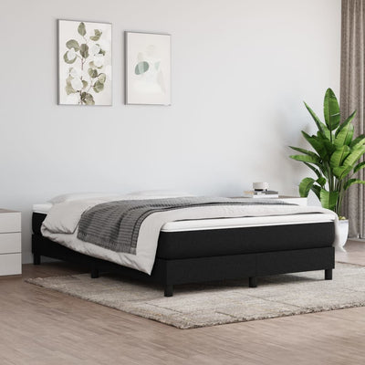 Box Spring Bed with Mattress Black 153x203 cm Queen Size Fabric