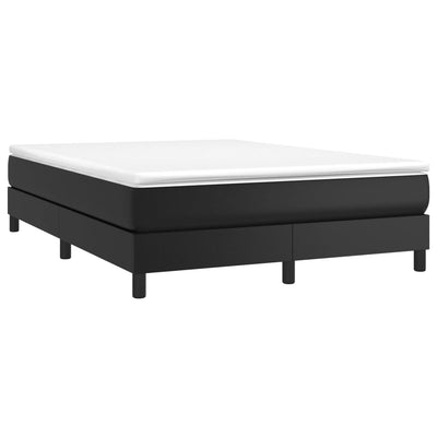 Box Spring Bed with Mattress Black 153x203 cm Queen Size Faux Leather