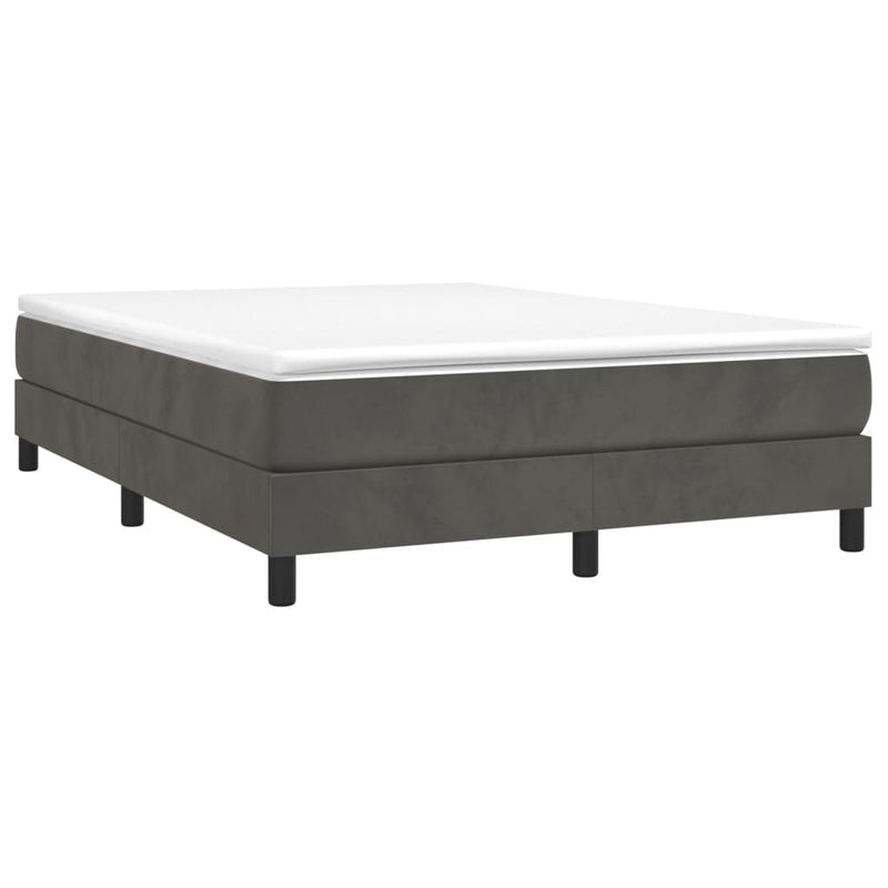 Box Spring Bed with Mattress Dark Grey 153x203 cm Queen Size Velvet