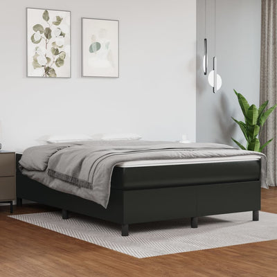 Box Spring Bed with Mattress Black 153x203 cm Queen Size Faux Leather