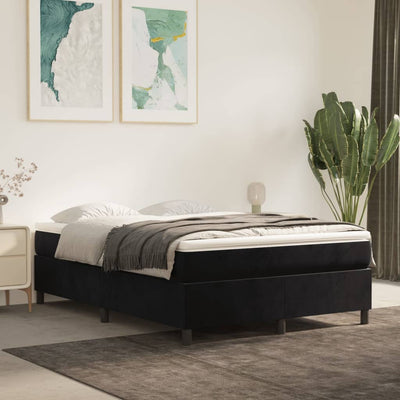 Box Spring Bed with Mattress Black 153x203 cm Queen Size Velvet