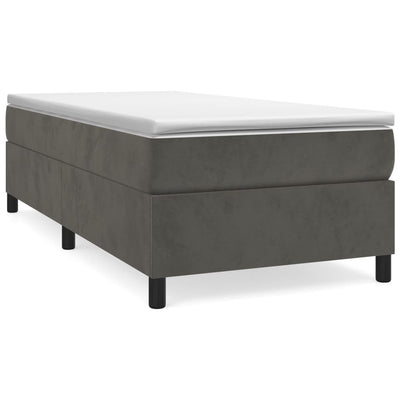 Box Spring Bed with Mattress Dark Grey 106x203 cm King Single Size Velvet