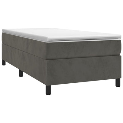 Box Spring Bed with Mattress Dark Grey 106x203 cm King Single Size Velvet