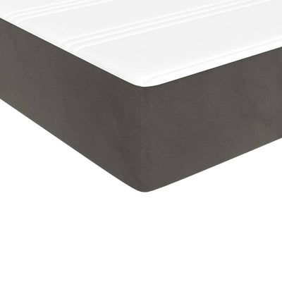 Box Spring Bed with Mattress Dark Grey 106x203 cm King Single Size Velvet