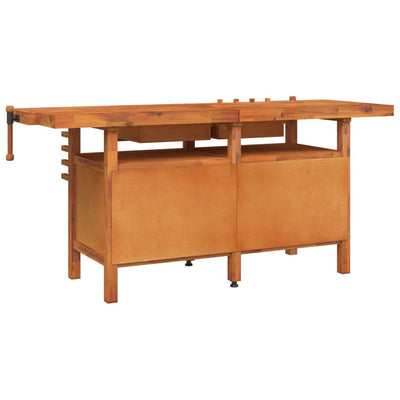 Workbench with Drawers and Vices 192x62x83 cm Solid Wood Acacia