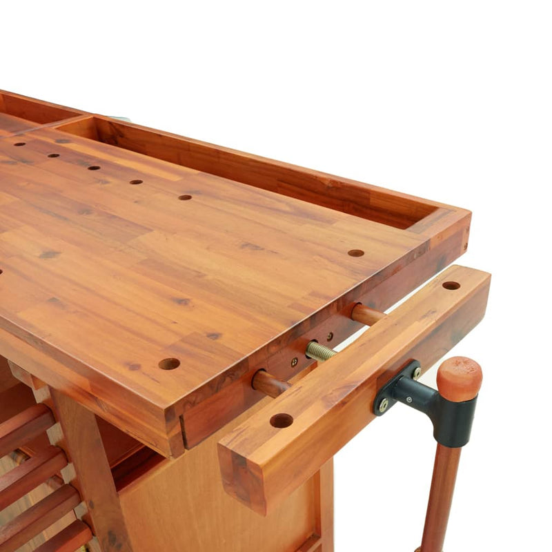 Workbench with Drawers and Vices 192x62x83 cm Solid Wood Acacia