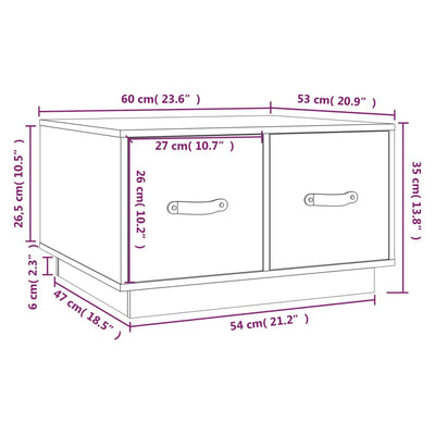 Coffee Table 60x53x35 cm Solid Wood Pine