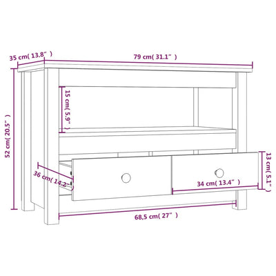 TV Cabinet 79x35x52 cm Solid Wood Pine