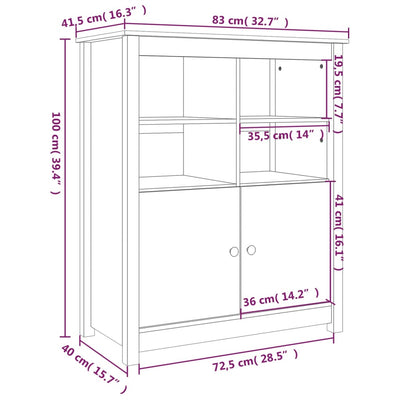 Sideboard 83x41.5x100 cm Solid Wood Pine