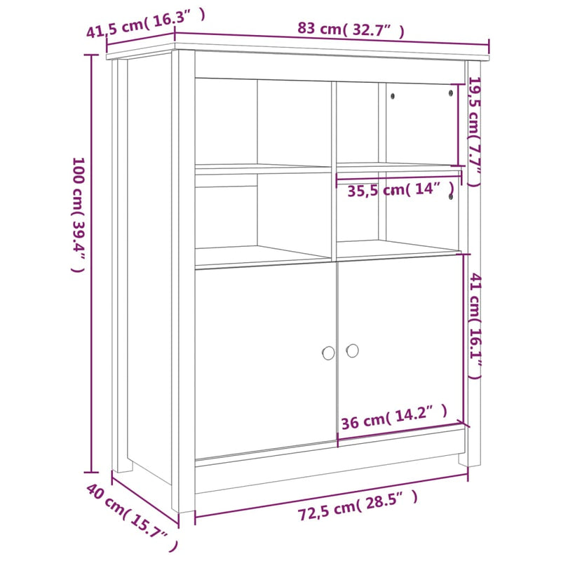 Sideboard 83x41.5x100 cm Solid Wood Pine