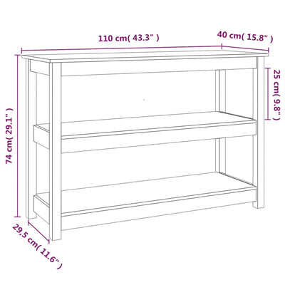 Console Table 110x40x74 cm Solid Wood Pine