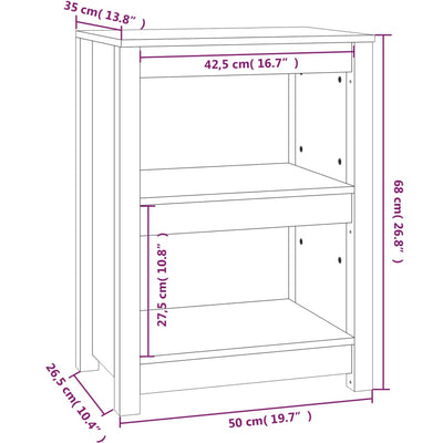 Book Cabinet 50x35x68 cm Solid Wood Pine