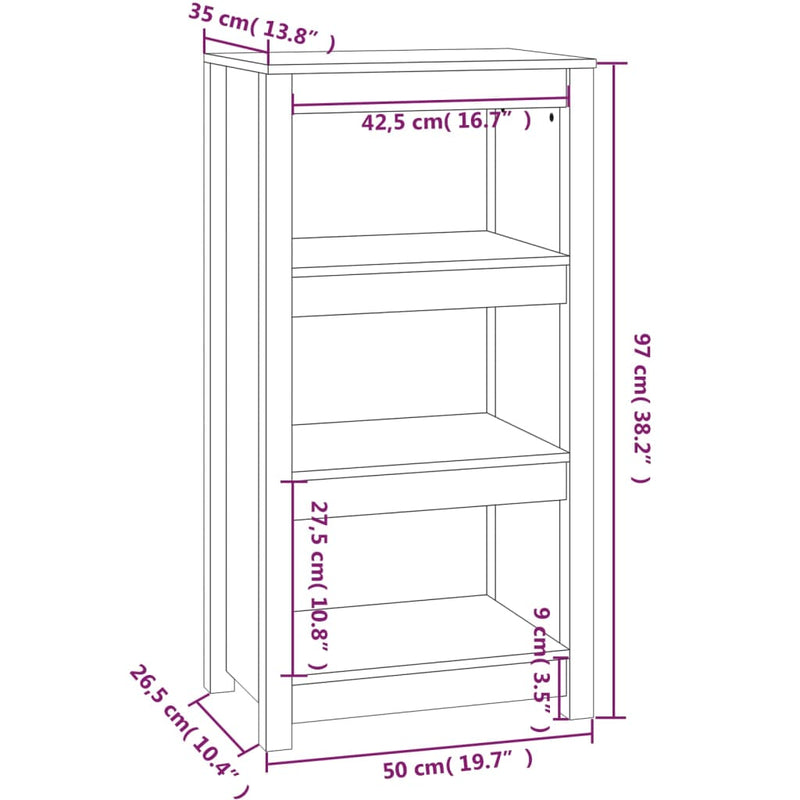 Book Cabinet 50x35x97 cm Solid Wood Pine