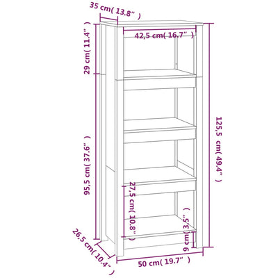 Book Cabinet 50x35x125.5 cm Solid Wood Pine