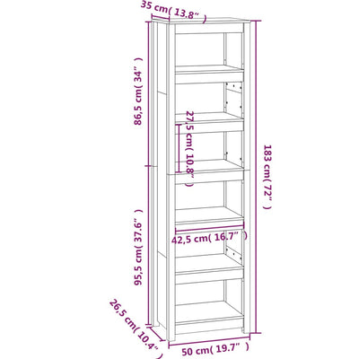 Book Cabinet 50x35x183 cm Solid Wood Pine