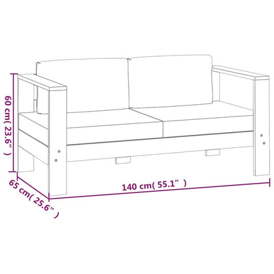 3 Piece Garden Lounge Set with Cream White Cushions Solid Wood