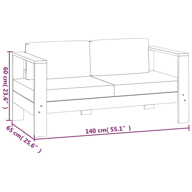 3 Piece Garden Lounge Set with Cream White Cushions Solid Wood