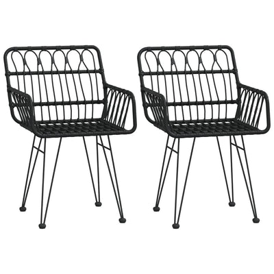 Garden Chairs 2 pcs with Armrest Black 56x64x80 cm PE Rattan