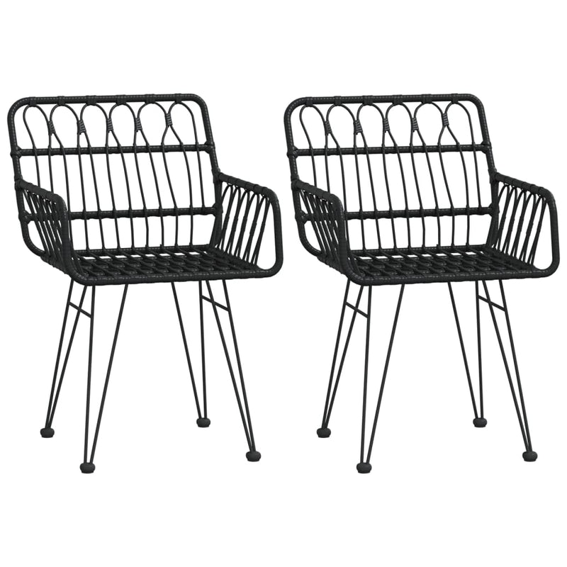 Garden Chairs 2 pcs with Armrest Black 56x64x80 cm PE Rattan