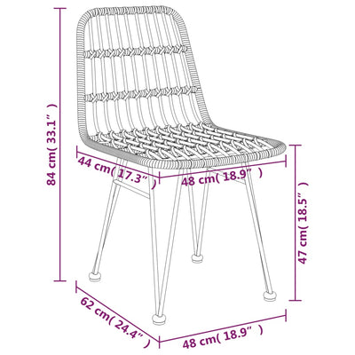 Garden Chairs 2 pcs 48x62x84 cm PE Rattan