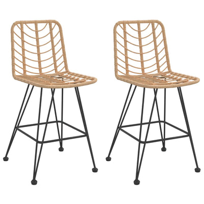 Bar Stools 2 pcs 45x56x103.5 cm PE Rattan and Steel