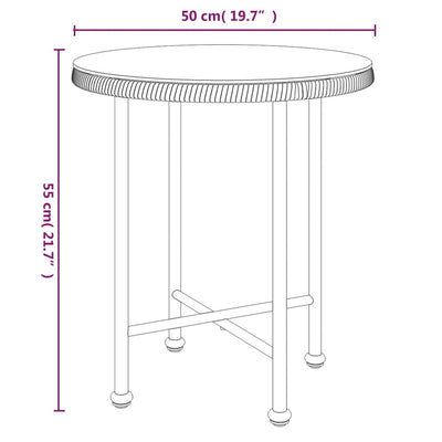 Dining Table Black Ø50 cm Tempered Glass and Steel