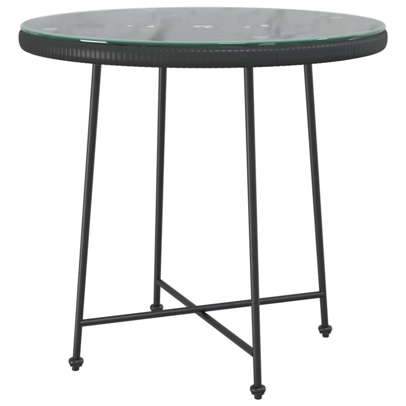 Dining Table Black Ø80 cm Tempered Glass and Steel