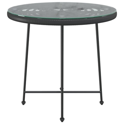 Dining Table Black Ø80 cm Tempered Glass and Steel