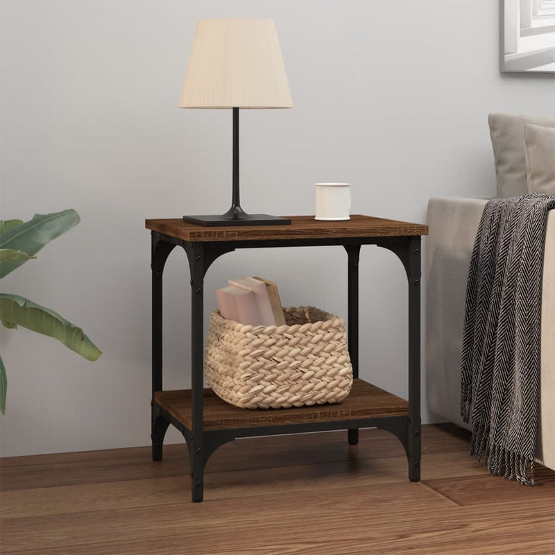 Side Table Brown Oak 40x30x42 cm Engineered Wood