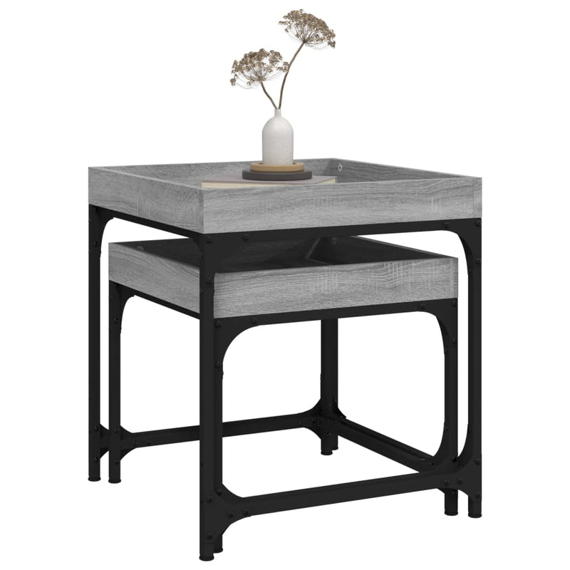 Side Tables 2 pcs Grey Sonoma Engineered Wood