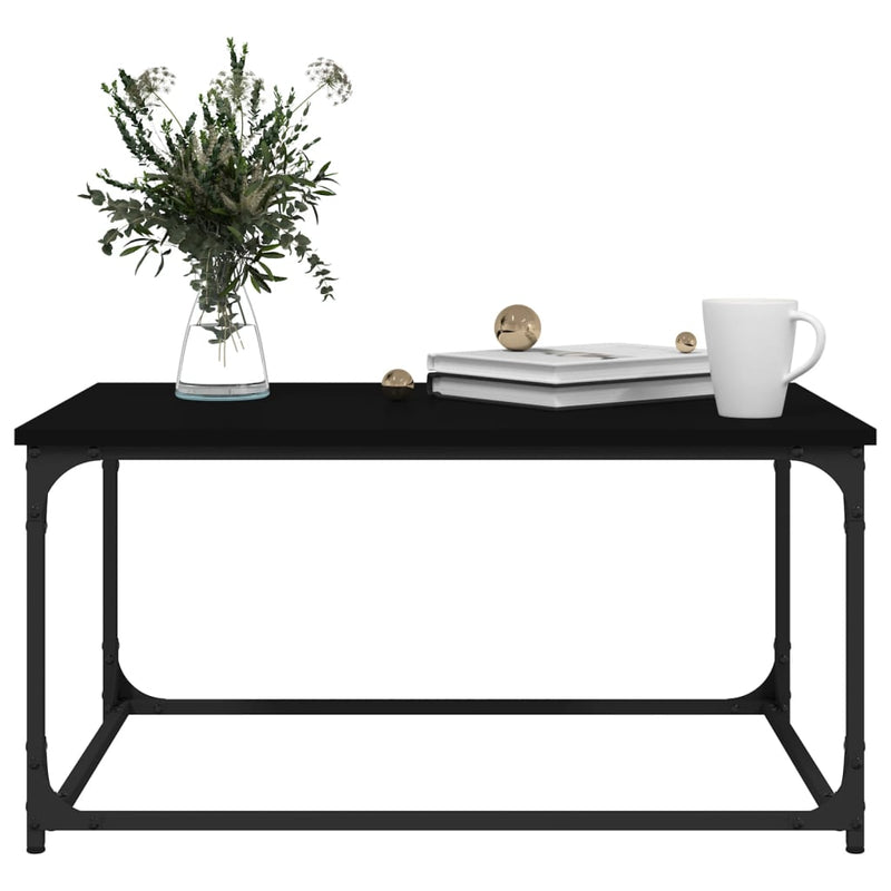 Coffee Table Black 80x50x40 cm Engineered Wood and Iron