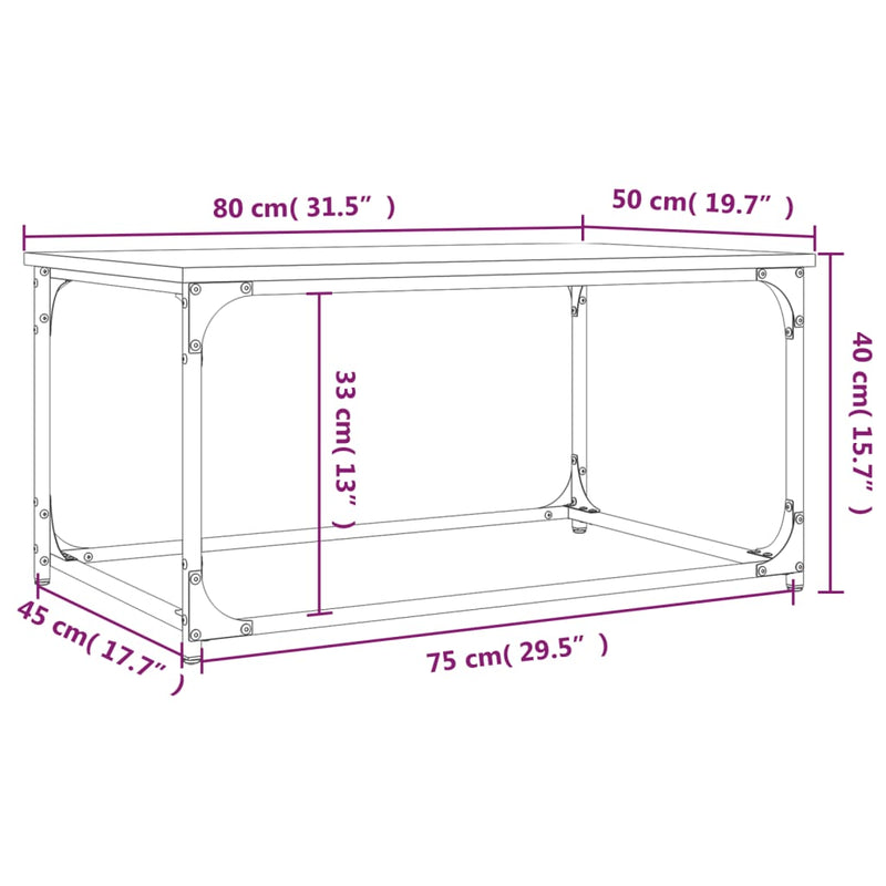 Coffee Table Black 80x50x40 cm Engineered Wood and Iron