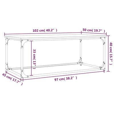 Coffee Table Black 102x50x40 cm Engineered Wood and Iron