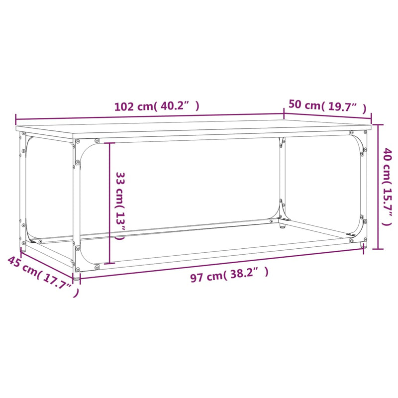 Coffee Table Black 102x50x40 cm Engineered Wood and Iron