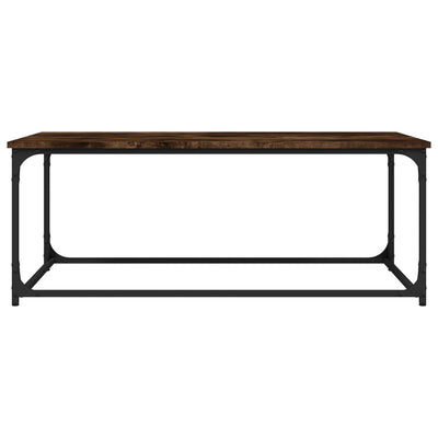 Coffee Table Smoked Oak 102x50x40 cm Engineered Wood and Iron