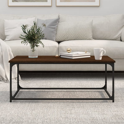 Coffee Table Brown Oak 102x50x40 cm Engineered Wood and Iron