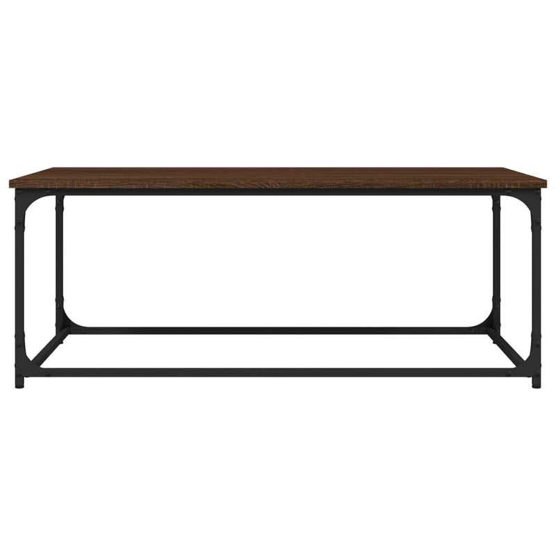 Coffee Table Brown Oak 102x50x40 cm Engineered Wood and Iron