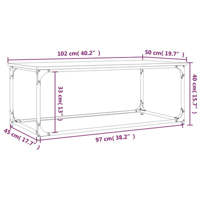 Coffee Table Brown Oak 102x50x40 cm Engineered Wood and Iron