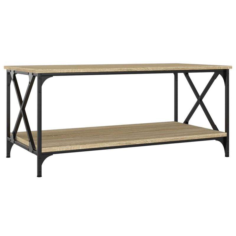 Coffee Table Sonoma Oak 100x50x45 cm Engineered Wood and Iron