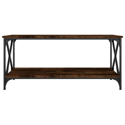 Coffee Table Smoked Oak 100x50x45 cm Engineered Wood and Iron