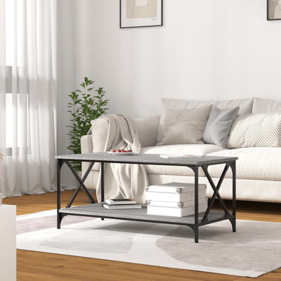 Coffee Table Grey Sonoma 100x50x45 cm Engineered Wood and Iron