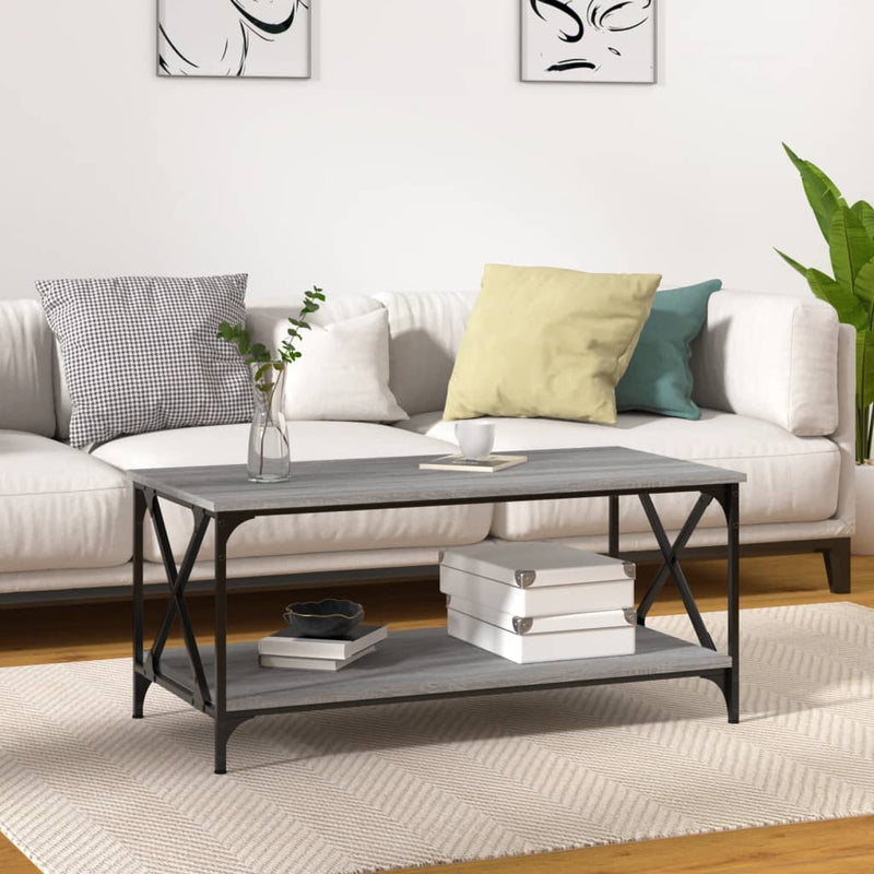 Coffee Table Grey Sonoma 100x50x45 cm Engineered Wood and Iron