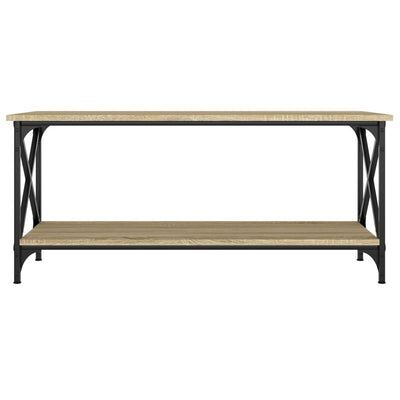 Coffee Table Sonoma Oak 100x45x45 cm Engineered Wood and Iron