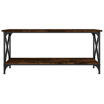 Coffee Table Smoked Oak 100x45x45 cm Engineered Wood and Iron