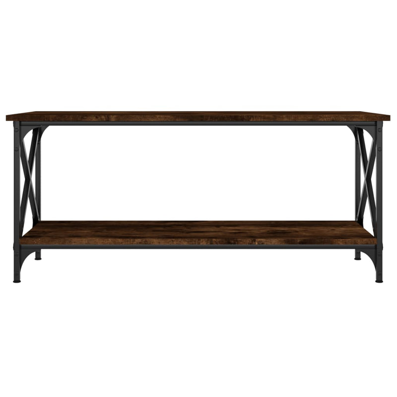 Coffee Table Smoked Oak 100x45x45 cm Engineered Wood and Iron