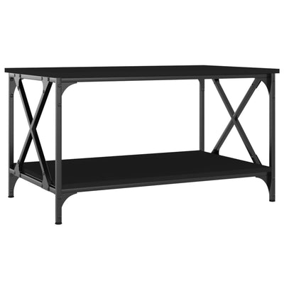 Coffee Table Black 80x50x45 cm Engineered Wood and Iron